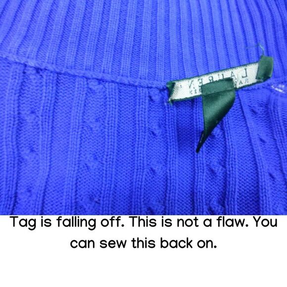 Lauren Ralph Lauren Blue Cable Knit Gold Zipper Zip Up Sweater - Picture 8 of 16